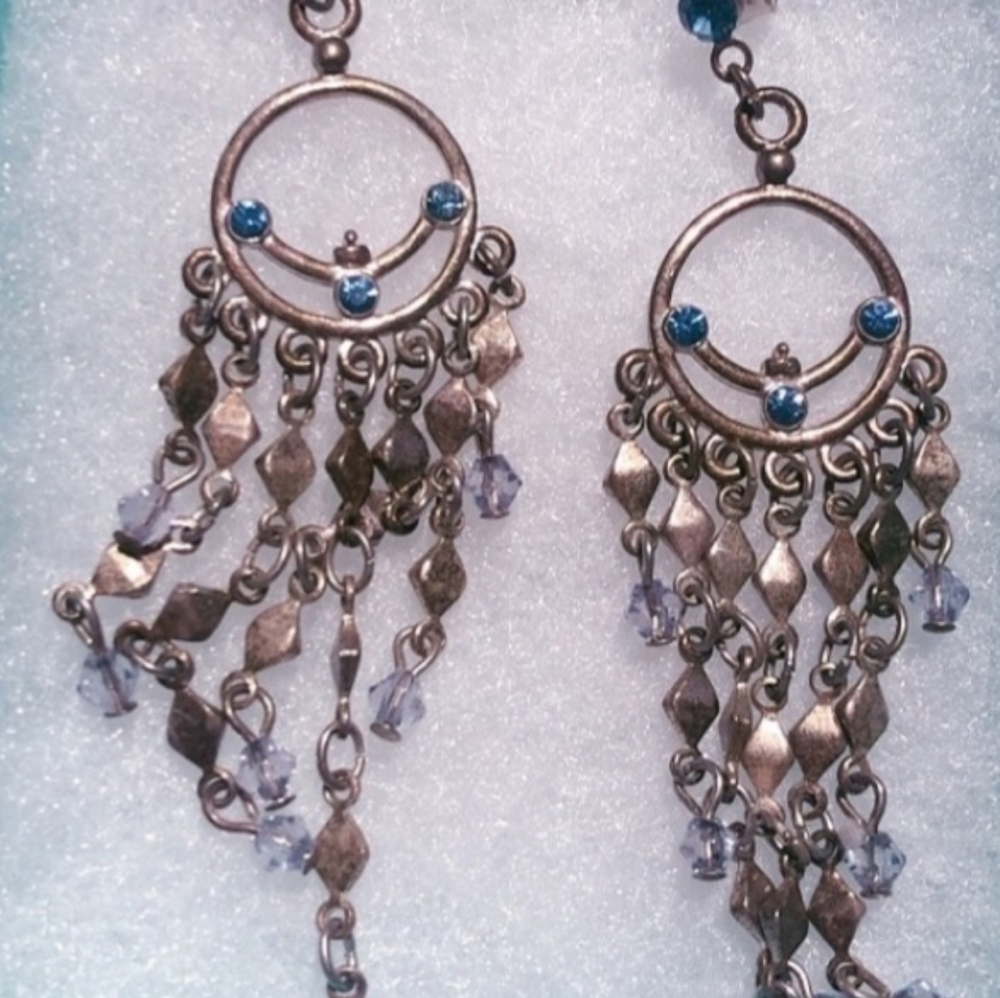 Vintage Blue Crystal Chandler Earrings